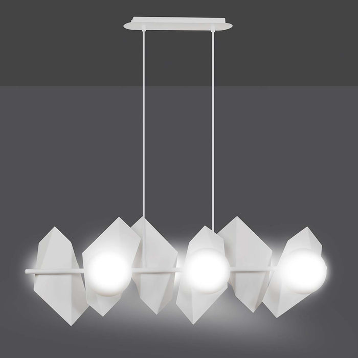 Lampadario Minimal Parvati Acciaio Bianco 6 Luci E14 Ip20