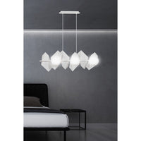 Lampadario Minimal Parvati Acciaio Bianco 6 Luci E14 Ip20
