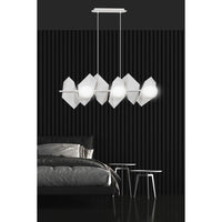 Lampadario Minimal Parvati Acciaio Bianco 6 Luci E14 Ip20