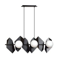 Lampadario Minimal Parvati Acciaio Nero 6 Luci E14 Ip20
