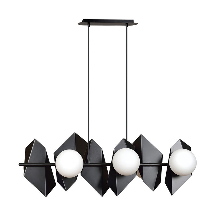 Lampadario Minimal Parvati Acciaio Nero 6 Luci E14 Ip20