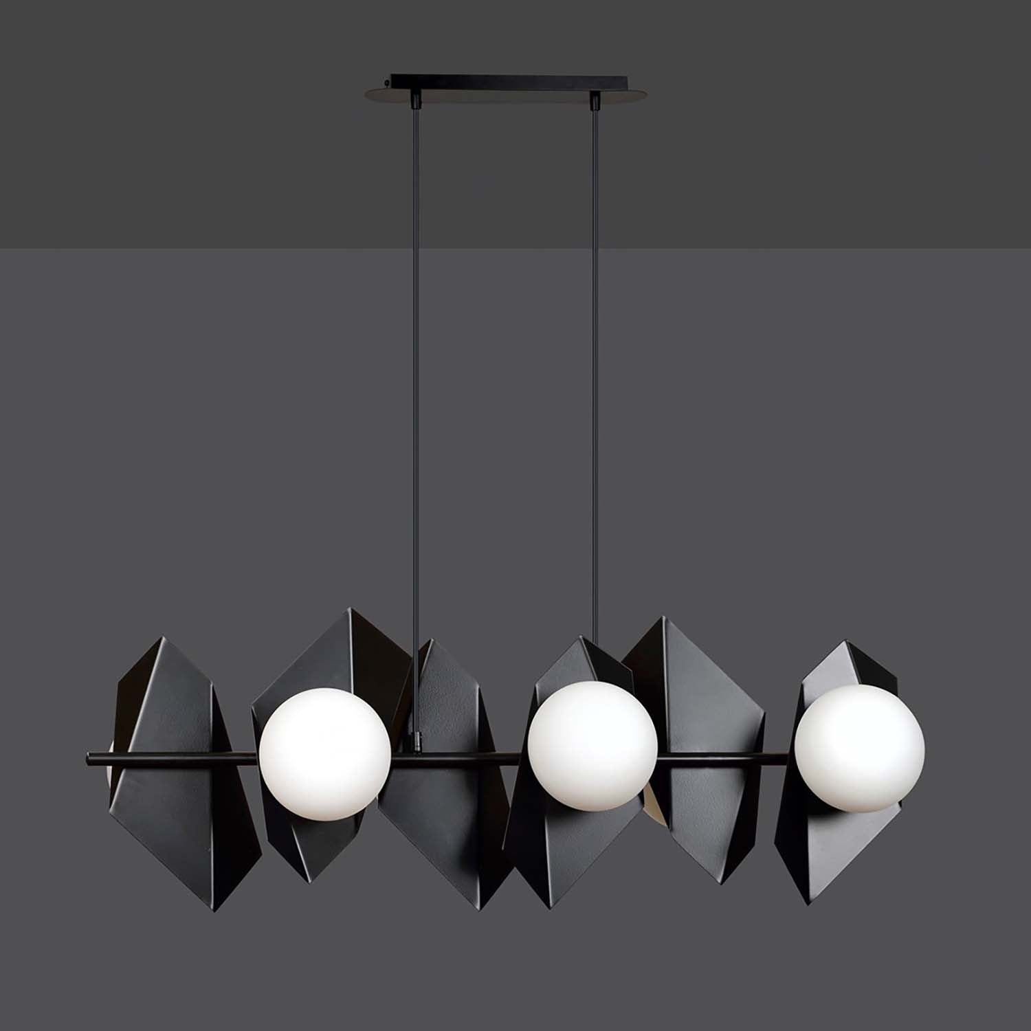 Lampadario Minimal Parvati Acciaio Nero 6 Luci E14 Ip20