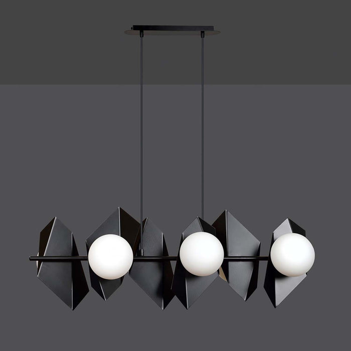 Lampadario Minimal Parvati Acciaio Nero 6 Luci E14 Ip20