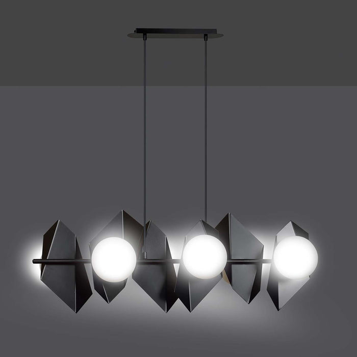 Lampadario Minimal Parvati Acciaio Nero 6 Luci E14 Ip20