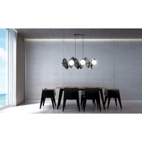 Lampadario Minimal Parvati Acciaio Nero 6 Luci E14 Ip20