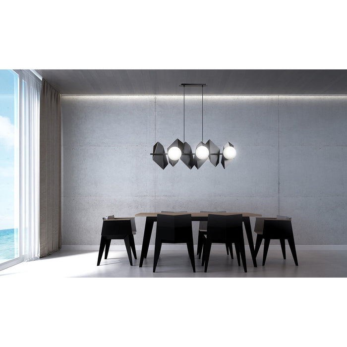 Lampadario Minimal Parvati Acciaio Nero 6 Luci E14 Ip20