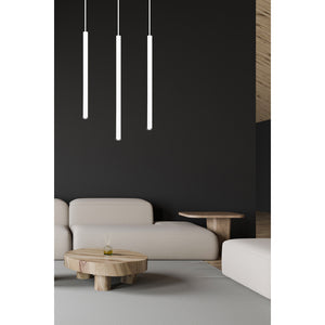 Lampadario 3 Luci Moderno Shu Acciaio Bianco E Paralumi A Cilindri Sottili