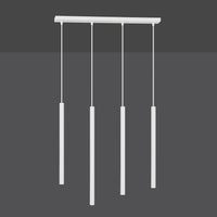 Lampadario 4 Luci Moderno Shu Acciaio Bianco E Paralumi A Cilindri Sottili