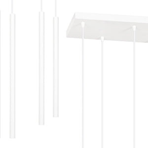 Lampadario 9 Luci Moderno Shu Acciaio Bianco E Paralumi A Cilindri Sottili