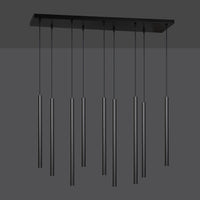 Lampadario 9 Luci Moderno Shu Acciaio Nero E Paralumi A Cilindri Sottili