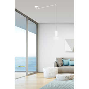 Sospensione A Ragno In Acciaio Bianco 1 Luce Tracker Con Cavo 3 Metri