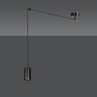 Sospensione A Ragno In Acciaio Nero 1 Luce Tracker Con Cavo 3 Metri