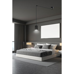 Sospensione A Ragno In Acciaio Nero 1 Luce Tracker Con Cavo 3 Metri