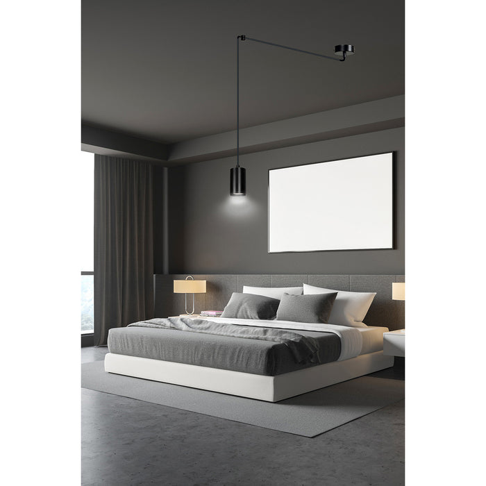 Sospensione A Ragno In Acciaio Nero 1 Luce Tracker Con Cavo 3 Metri