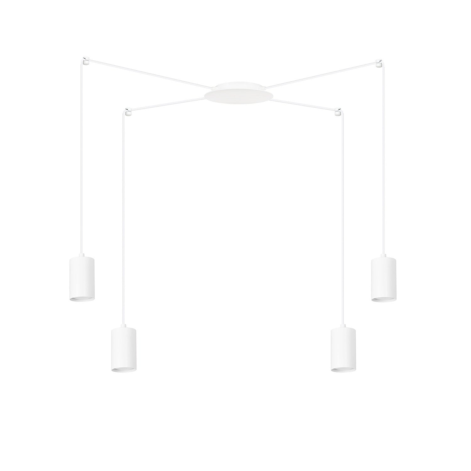 Sospensione A Ragno In Acciaio Bianco 4 Luci Tracker Con Cavo 3 Metri