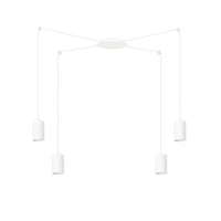 Sospensione A Ragno In Acciaio Bianco 4 Luci Tracker Con Cavo 3 Metri