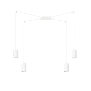 Sospensione A Ragno In Acciaio Bianco 4 Luci Tracker Con Cavo 3 Metri