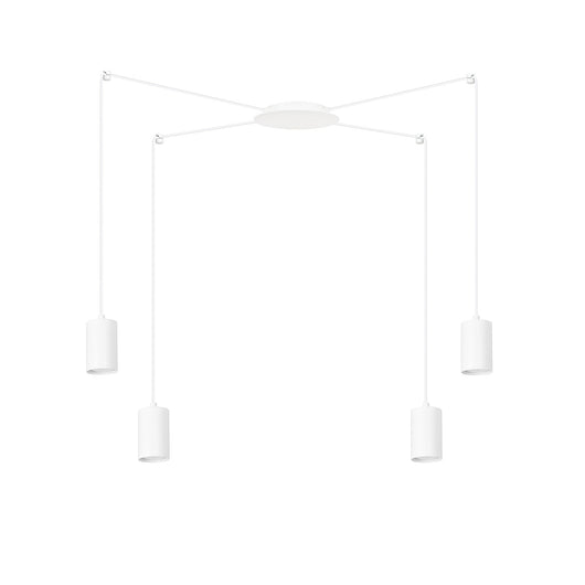 Sospensione A Ragno In Acciaio Bianco 4 Luci Tracker Con Cavo 3 Metri