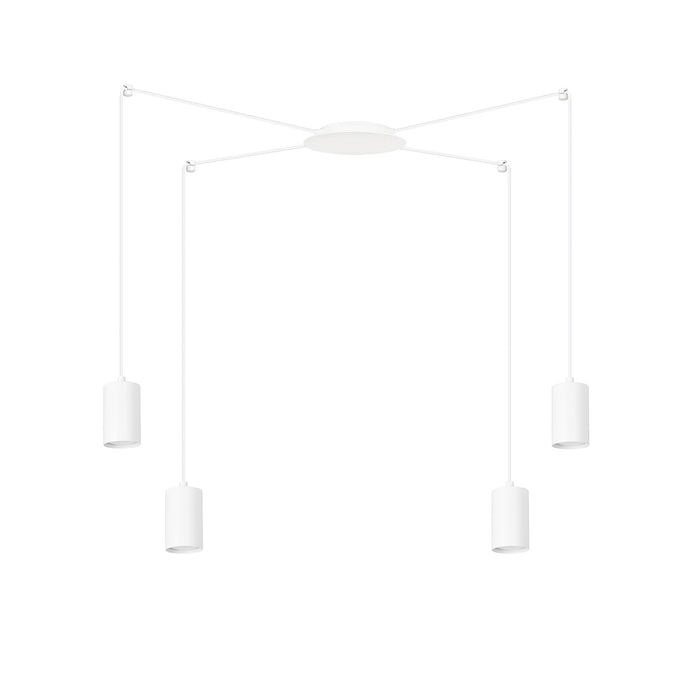 Sospensione A Ragno In Acciaio Bianco 4 Luci Tracker Con Cavo 3 Metri