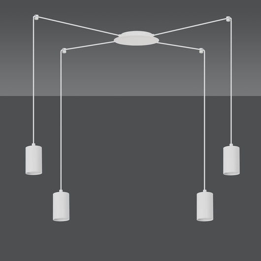 Sospensione A Ragno In Acciaio Bianco 4 Luci Tracker Con Cavo 3 Metri