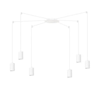 Sospensione A Ragno In Acciaio Bianco 6 Luci Tracker Con Cavo 3 Metri