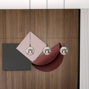 Sospensione Moderna 3 Luci Kali In Acciaio Nero E Sfere In Vetro Fumè