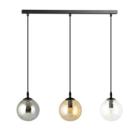 Sospensione Moderna 3 Luci Kali In Acciaio Nero E Sfere In Vetro Multicolor