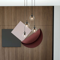 Sospensione 4 Luci Kali In Acciaio Nero Base Tonda E Sfere In Vetro Trasparente