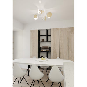 Plafoniera Moderna Amaterasu Acciaio Bianco 4 Luci E27 Ip20