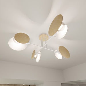 Plafoniera Moderna Amaterasu Acciaio Bianco 4 Luci E27 Ip20