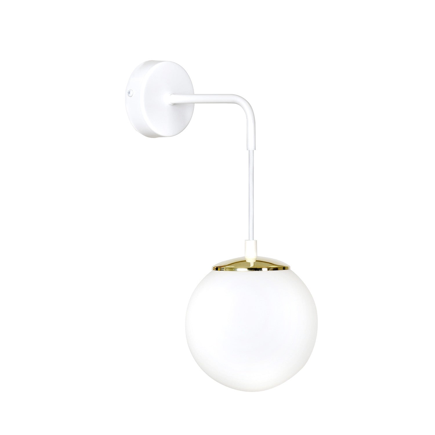 Applique Moderna 1 Luce Tsukuyomi In Acciaio Bianco E Oro E Vetro A Sfera Opale