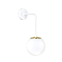 Applique Moderna 1 Luce Tsukuyomi In Acciaio Bianco E Oro E Vetro A Sfera Opale