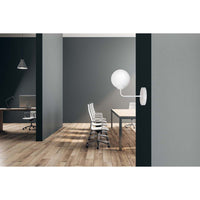 Applique Moderna 1 Luce Susanoo In Acciaio Bianco E Vetro A Sfera Bianco