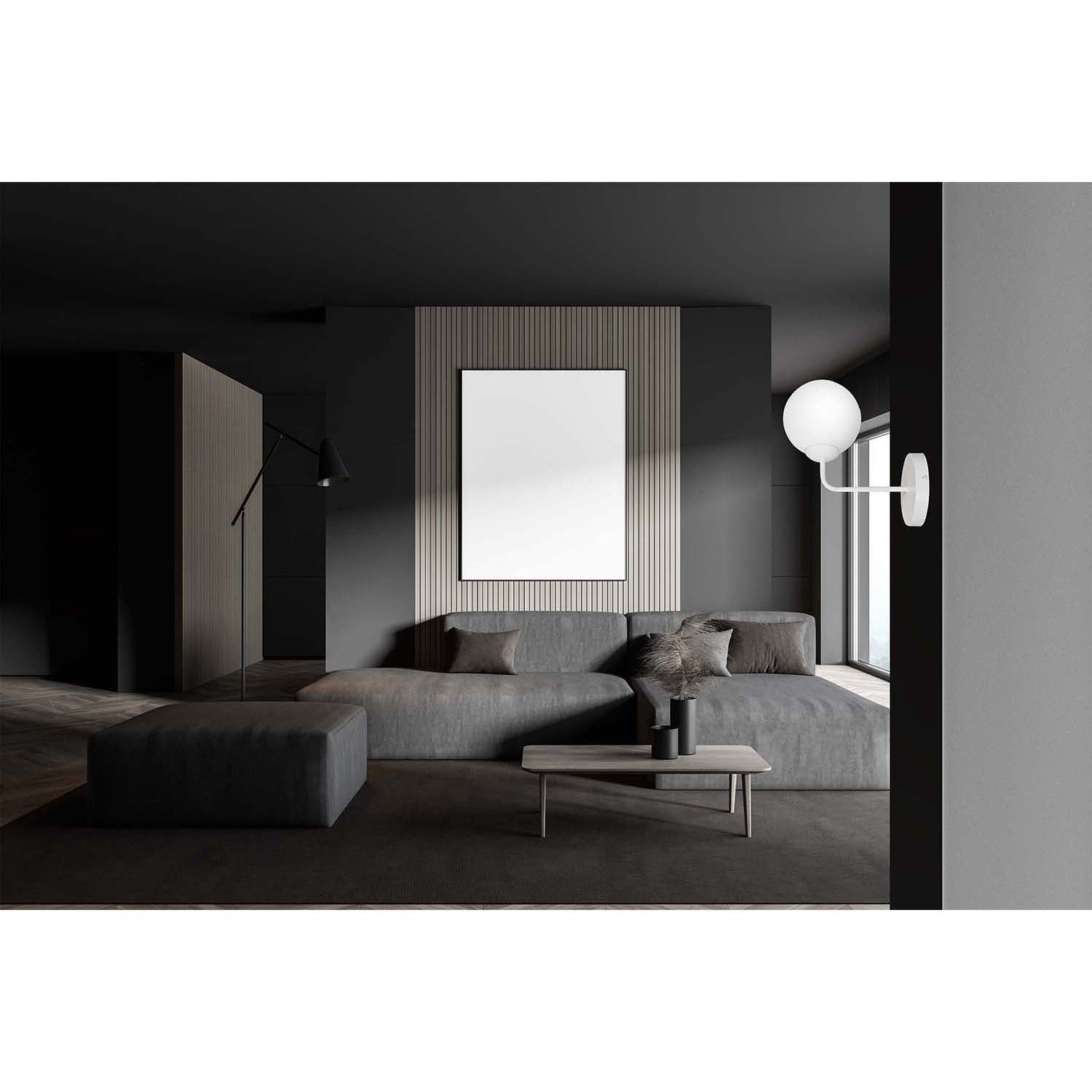 Applique Moderna 1 Luce Susanoo In Acciaio Bianco E Vetro A Sfera Bianco