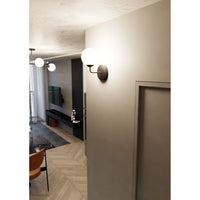 Applique Moderna 1 Luce Susanoo In Acciaio Nero E Vetro A Sfera Bianco