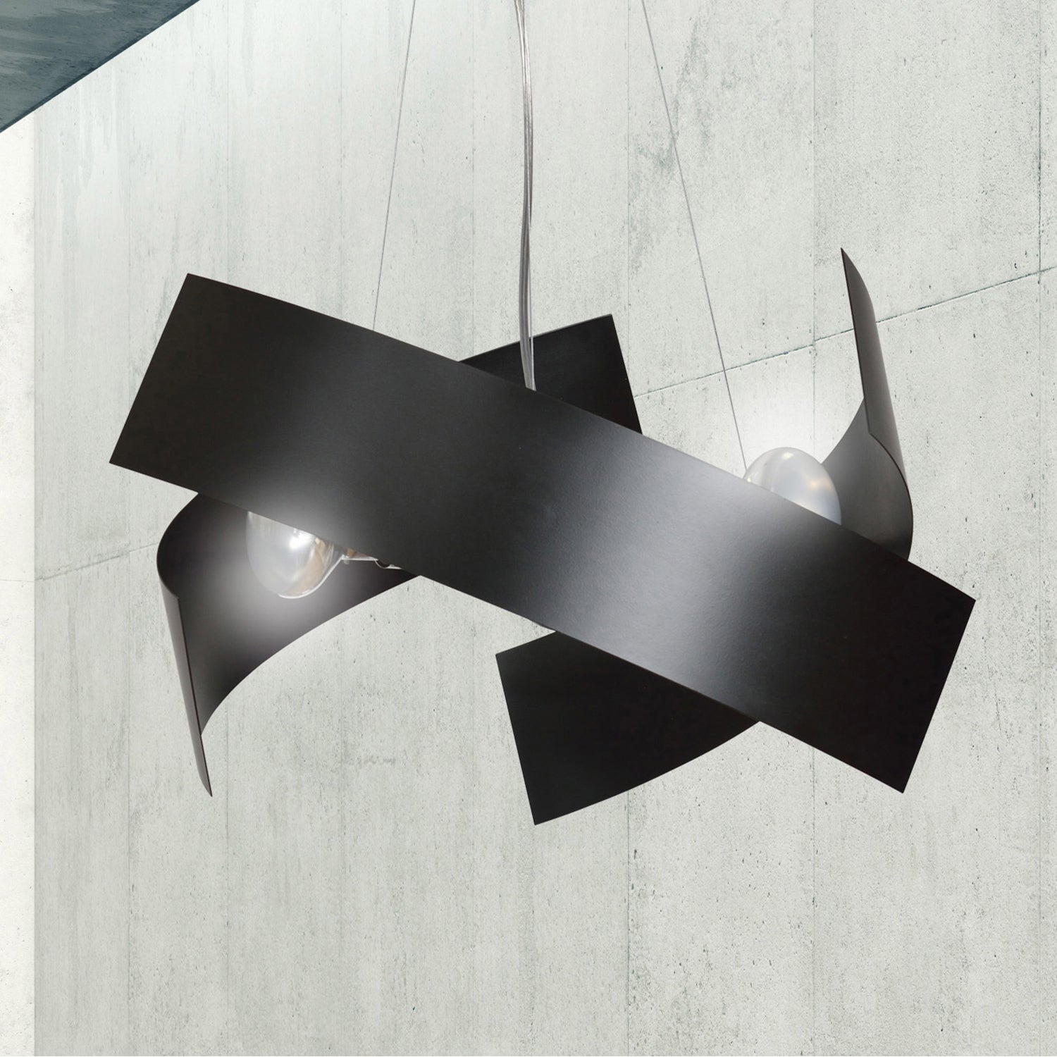 Sospensione Moderna 1 Luce Izanagi In Fasce Di Acciaio Nero