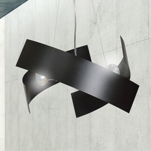 Sospensione Moderna 1 Luce Izanagi In Fasce Di Acciaio Nero