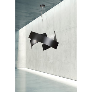 Sospensione Moderna 1 Luce Izanagi In Fasce Di Acciaio Nero