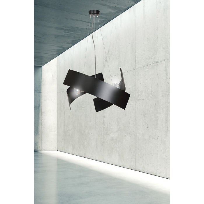 Sospensione Moderna 1 Luce Izanagi In Fasce Di Acciaio Nero