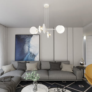 Lampadario Moderno 1 Luce Izanami In Acciaio Bianco Con Bracci