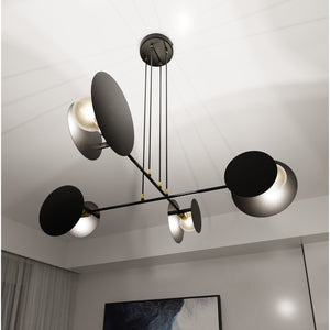 Lampadario Moderno 1 Luce Izanami In Acciaio Nero Con Bracci