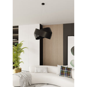 Sospensione Moderna 1 Luce In Fasce Di Acciaio Nero