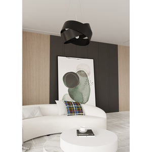 Sospensione Moderna 1 Luce In Fasce Di Acciaio Nero