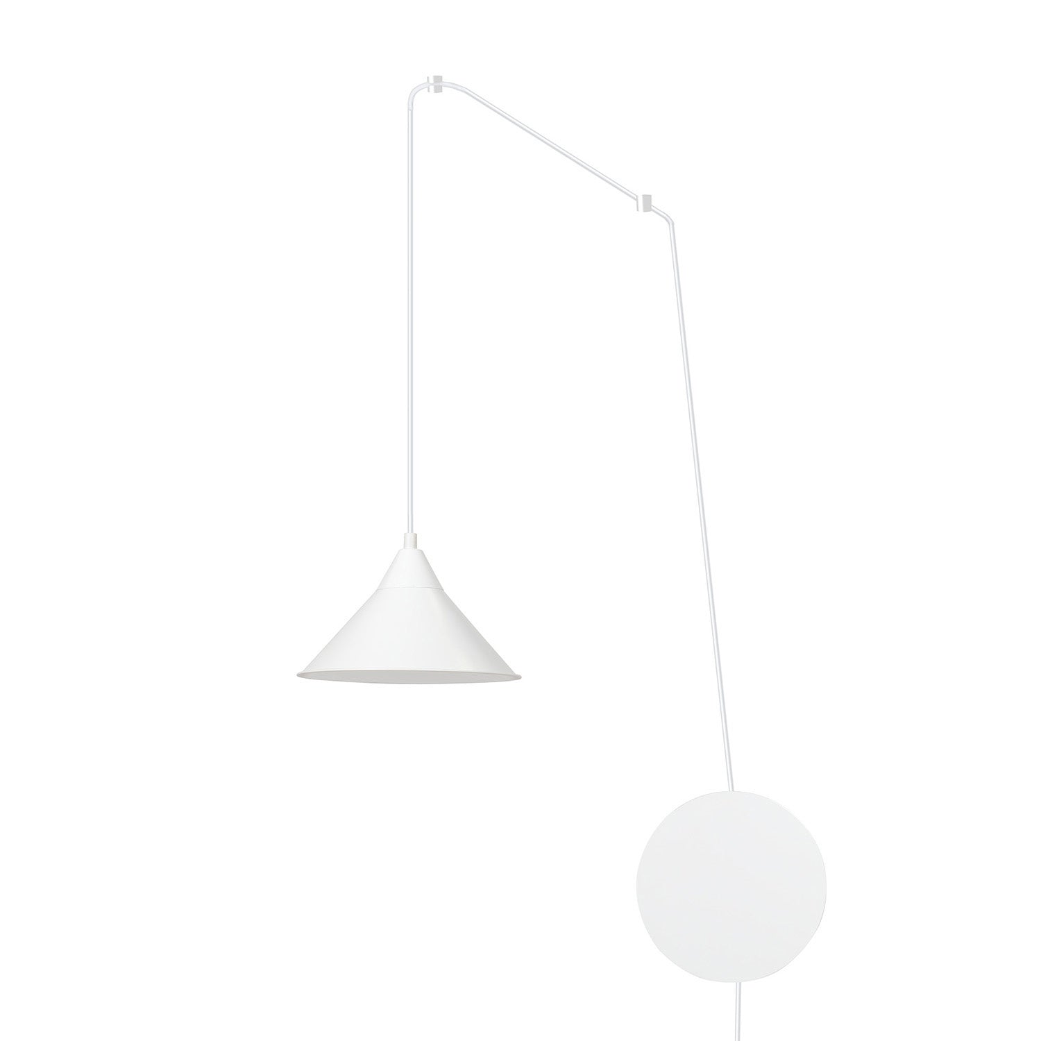 Sospensione Minimal 1 Luce Fujin In Acciao Bianco E Paralume A Cono