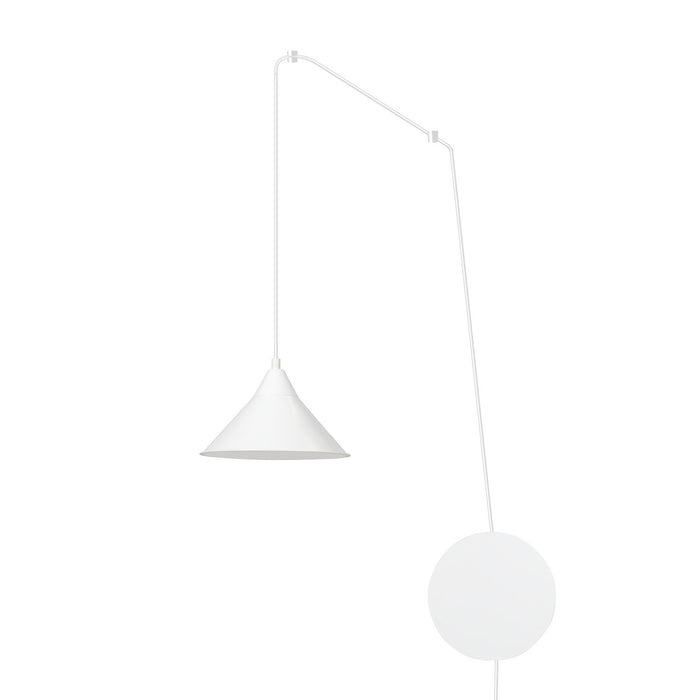 Sospensione Minimal 1 Luce Fujin In Acciao Bianco E Paralume A Cono