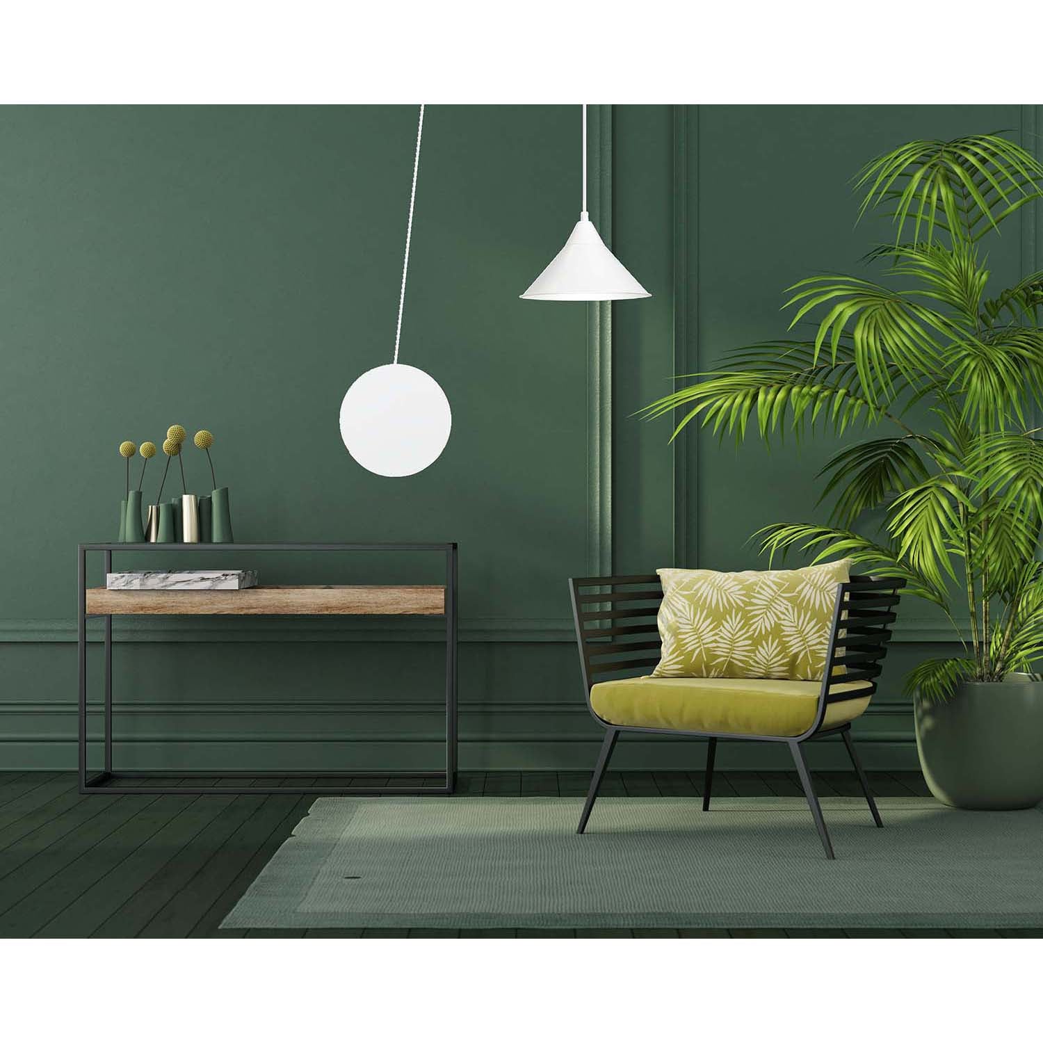 Sospensione Minimal 1 Luce Fujin In Acciao Bianco E Paralume A Cono