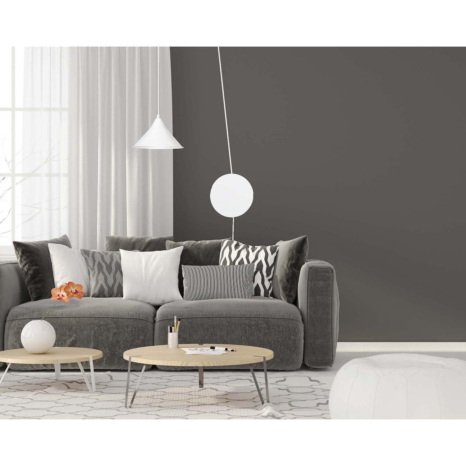 Sospensione Minimal 1 Luce Fujin In Acciao Bianco E Paralume A Cono