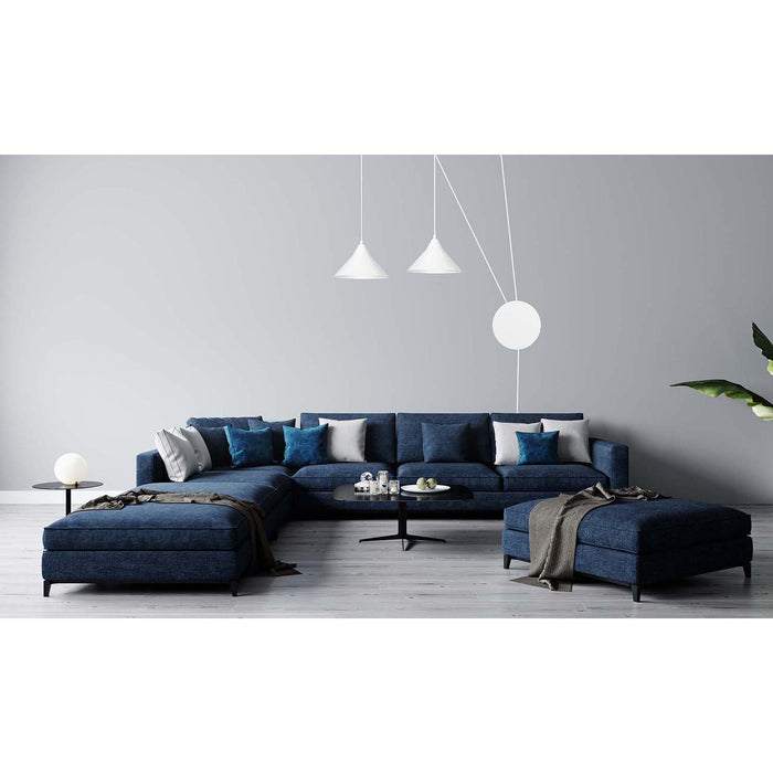 Sospensione Minimal 2 Luci Fujin In Acciao Bianco E Paralume A Cono