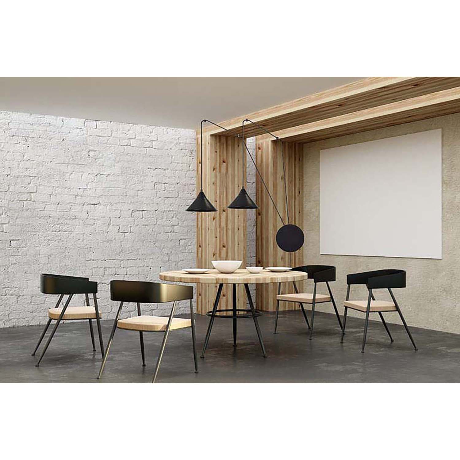 Sospensione Minimal 2 Luci Fujin In Acciao Nero E Paralume A Cono