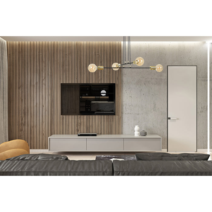 Lampadario Industrial 4 Luci Benzaiten A Bracci In Acciaio Nero E Oro